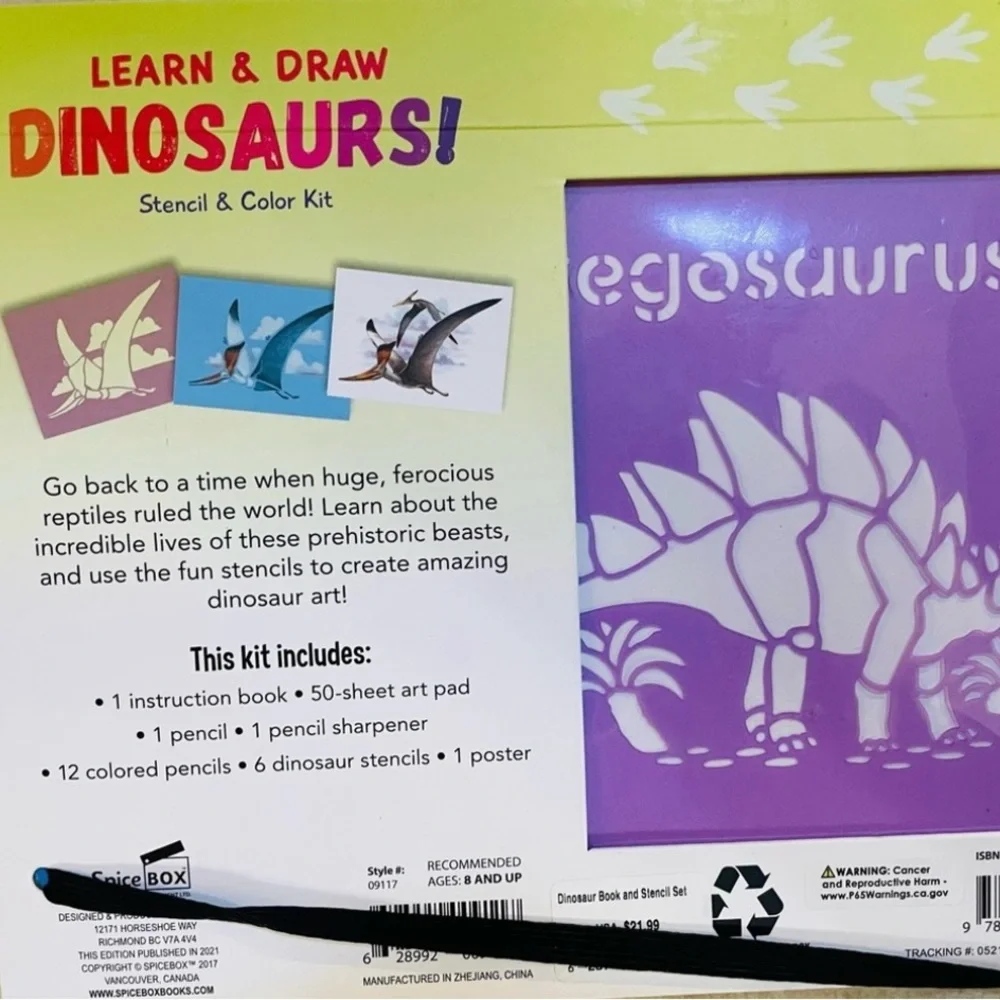 Draw Dinosaurs Stencil & Color Kit & Safari Ltd® TOOBS® Dinos